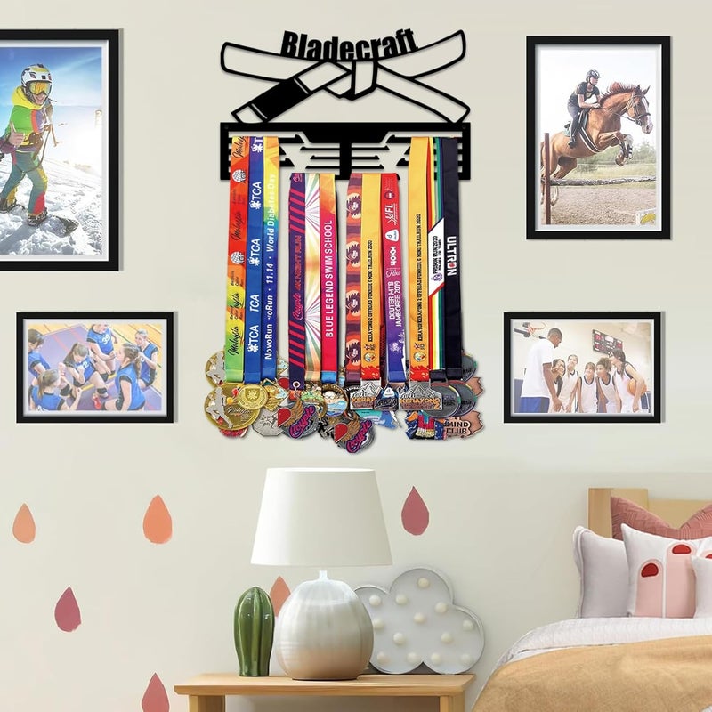 Resama Medal Hanger Holder Display Wall Rack Frame Shelf-Medal Hanger Awards Ribbon Soccer,Gymnastics,Holder Display Rack for 60 Medals - Image 2